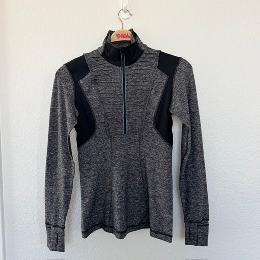 Lululemon Run Your Heart Out Gray Heather 1/4 Zip Pullover Women's 8 Athletic